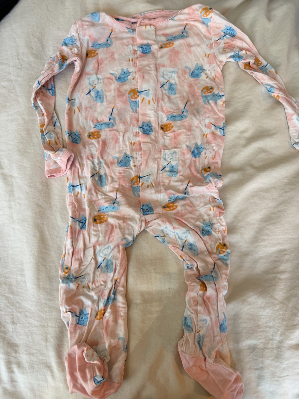 Magnetic Me Pink Footie with painted cats Print